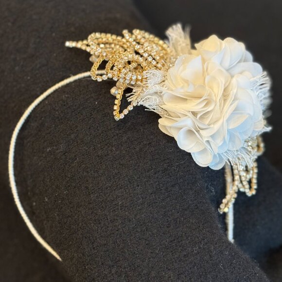 HEADBAND_Silk Flower, Swarovski Crystal Spray Wire Headband 45.00 - Picture 2 of 2